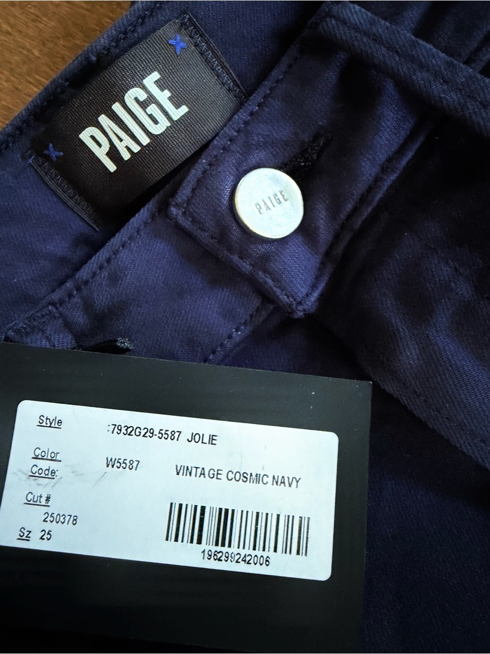 NWT PAIGE Jolie Cargo Pants Vintage Cosmic Navy High Rise Size 25 - Picture 9 of 10
